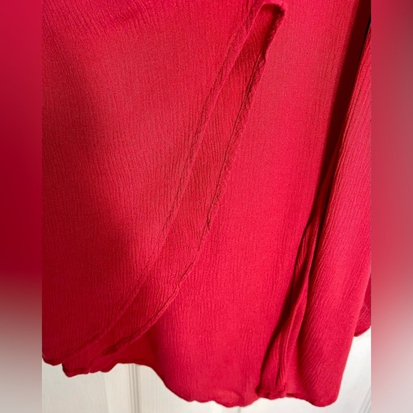 Torrid Kimono Red Crinkled Gauze Crochet Inset Women’s Plus Size Size 1/2 - Picture 8 of 10